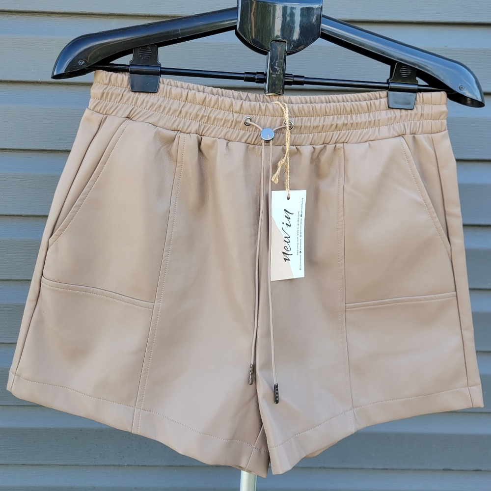 New In Stone Pleather Shorts
